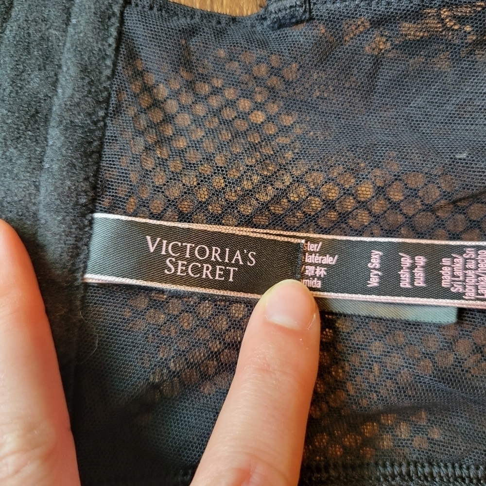 Victoria's Secret Very Sexy Black Faux Leather Lace Mesh Push Up Corset Top - Picture 7 of 8